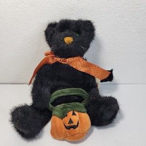 BOYDS BEARS BLACK CAT PEPPER B SCAREDYCAT DRESSED JOINTED PUMPKIN Damaged tag